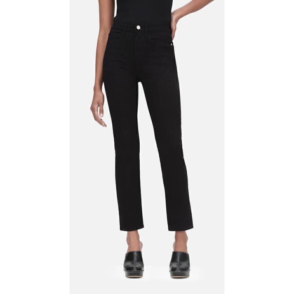 Frame Le Italian True Straight Curvy Jean in Black Noir NWT Size 27